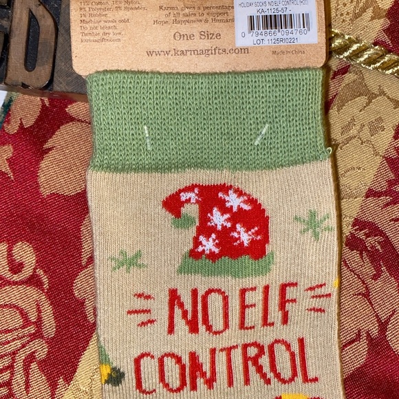 🆕🎄KARMA “No Elf Control” Women’s Crew Socks - Picture 6 of 8